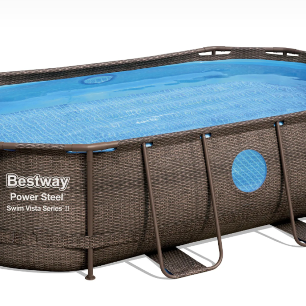 KIT Piscine Hors-Sol  Swim Vista Motif Rotin BESTWAY - Ovale -  427 x 250 x 100 cm