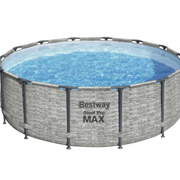 KIT Piscine Hors Sol Ronde Steel Pro Max BESTWAY - décor pierres -427 x 122 cm