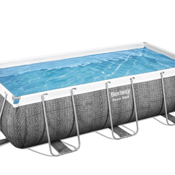 Piscine Hors Sol Power Steel Rotin Gris BESTWAY - Rectangulaire - 404 x 201 x 100 cm