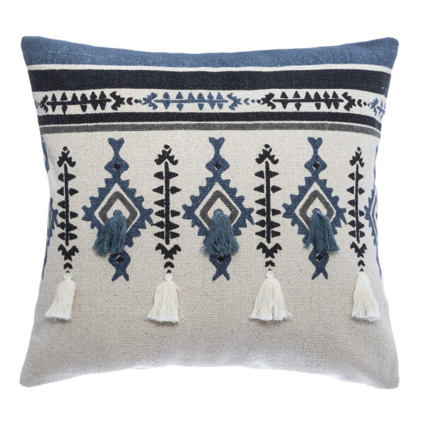 Coussin ethnique bleu 40×40
