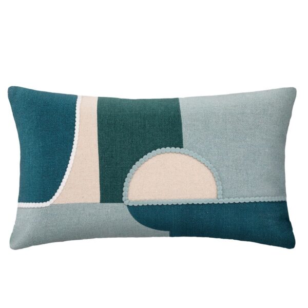 Coussin art déco bleu/vert 30×50