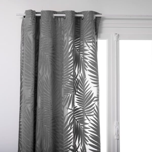 Rideau en velours gris feuille 140×260 (vendu par 1)