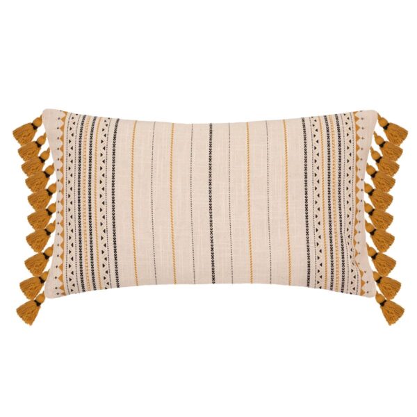 Coussin beige ponpon 30×50