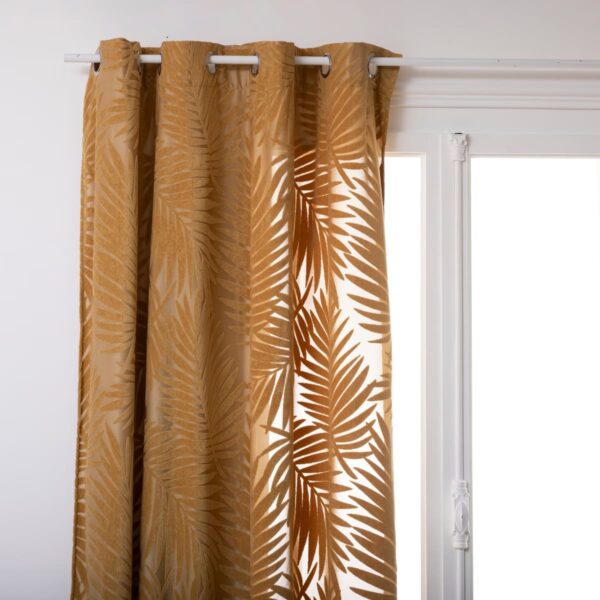 Rideau en velours ocre feuille 140×260 (vendu par 1)