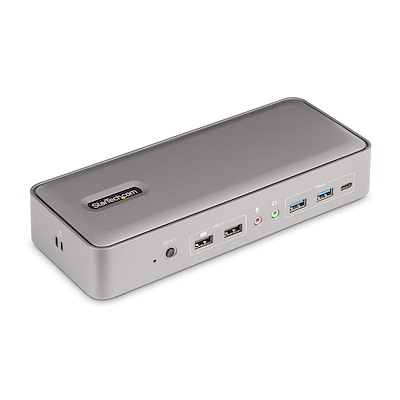 Dual-Laptop USB-C KVM Docking Station, Dual Monitor 4K 60Hz DisplayPort Dock, 5-Port USB Hub, GbE, 90W/45W Power Delivery to Two Laptops, Windows/Mac, 2-Host KVM Dock – station d’accueil – USB-C 3.2 Gen 2 – 2 x DP – 1GbE – Conformité TAA
