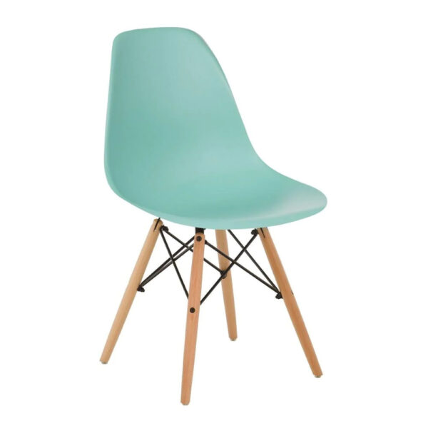 Chaise scandi vert d’eau et bois