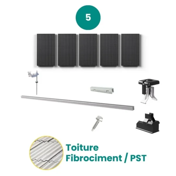 Kit de fixation fibrociment / PST – ESDEC – 1 X 5 panneaux en portrait ou paysage