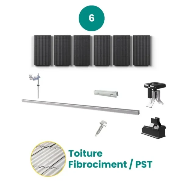 Kit de fixation fibrociment / PST – ESDEC – 1 X 6 panneaux en portrait ou paysage
