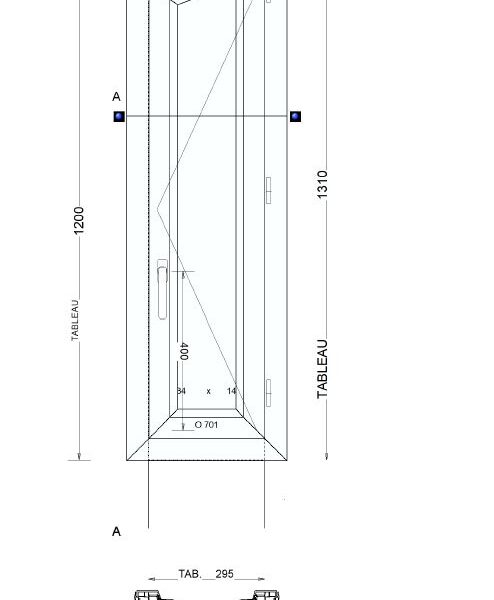 Fenêtre 1 vantail trapèze sommet droit