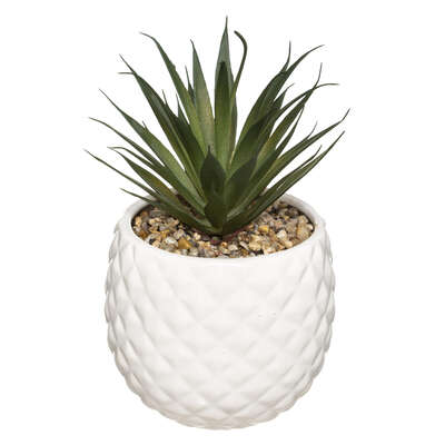 Plante artificielle pot ananas blanc H20
