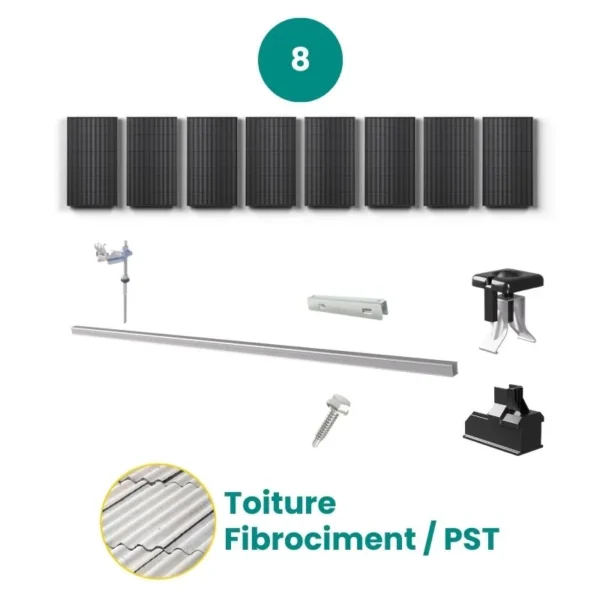 Kit de fixation fibrociment / PST – ESDEC – 1 X 8 panneaux en portrait ou paysage