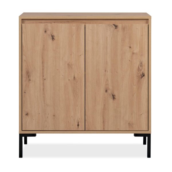 Commode 2 portes 1 étagère en bois et métal L81 x P40 x H87cm – Fabriqué en Europe