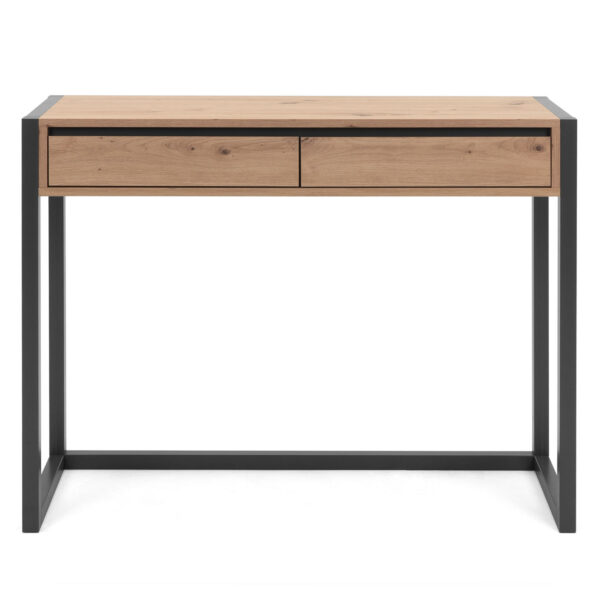 Bureau 2 tiroirs en bois et métal L100 x P35 x H75cm – Fabriqué en Europe