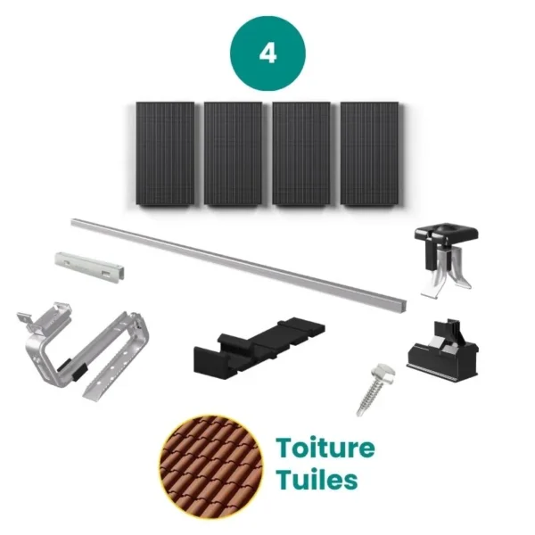 Kit de fixation tuiles – ESDEC – 1 X 4 panneaux en portrait ou paysage