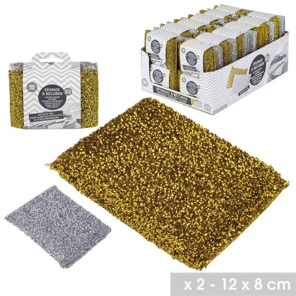 Lot de 2 éponges à récurer en inox