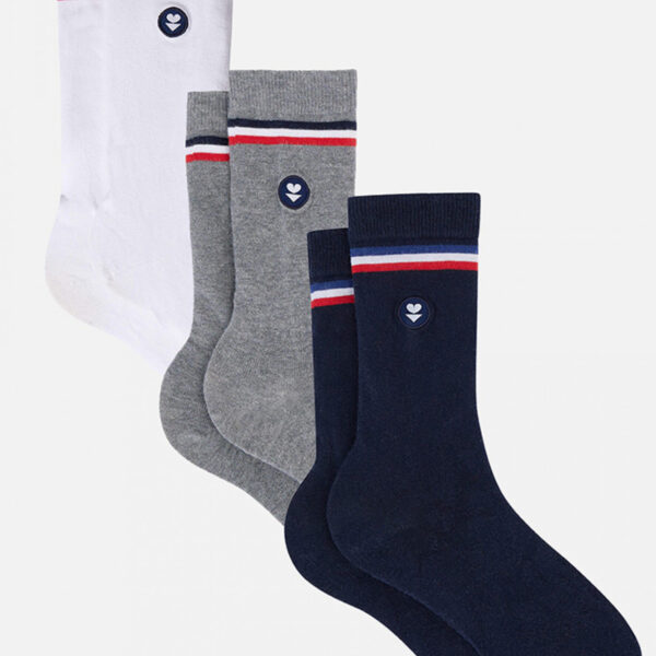 Pack Trio Chaussettes Lucas Drapeau Blanc Gris Chiné Marine gris
