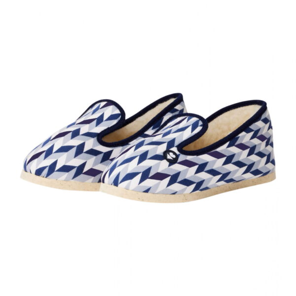 Pantoufles Chevron Bleu Blanc Noir blanc