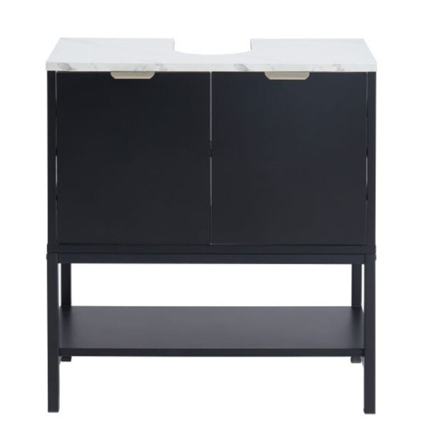 Meuble sous-vasque en bois et métal noir 2 portes 60×30