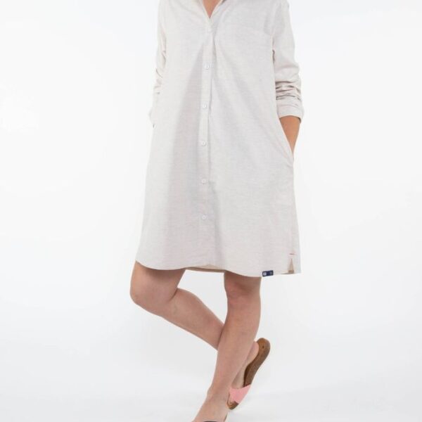 Robe chemise droite 551 blanc des vosges