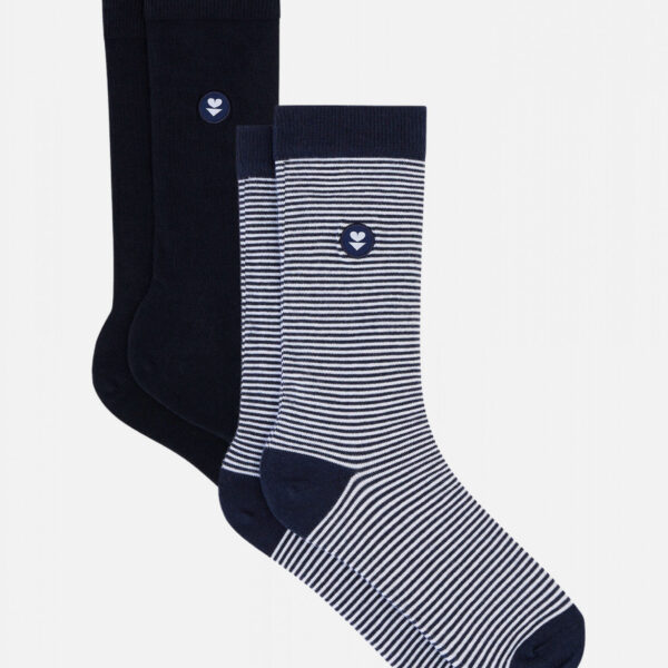 Pack Duo Chaussettes Lucas Marine Marinière bleu