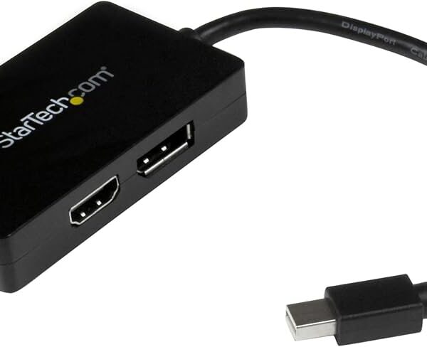 StarTech.com 3 in 1 Mini DisplayPort Adapter – 1080p – Mini DP / Thunderbolt to HDMI / VGA / DVI Splitter for Your Monitor (MDP2VGDVHD) – adaptateur vidéo – Mini DisplayPort / HDMI / DVI / VGA – 27 cm