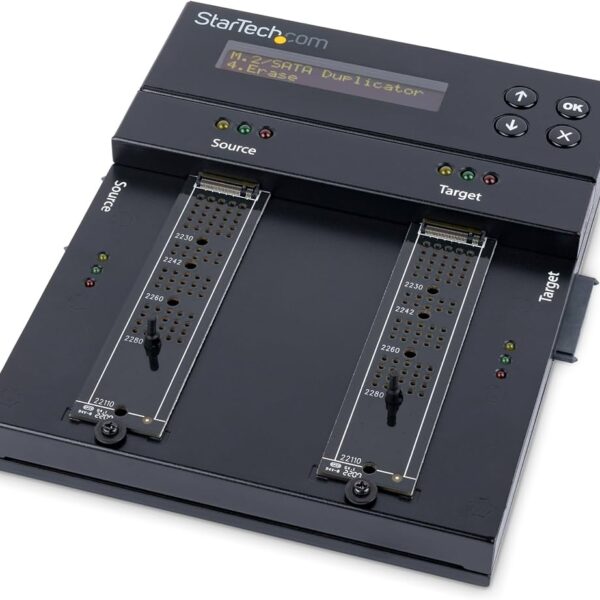 Duplicateur et Nettoyeur Disque M.2 SATA & M.2 NVMe – Duplicator/Eraser HDD/SSD Disques SATA M.2 PCIe AHCI/NVMe, M.2, SATA 2.5/3.5″ – Duplicateur/Effaceur Externe, TAA (SM2DUPE11) – duplicateur/effaceur de disque dur SSD – Conformité TAA