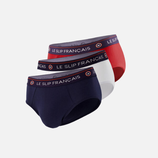 Pack Trio Slip Intrépide Marine Blanc Rouge blanc