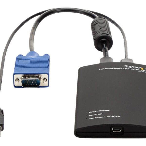 StarTech.com Adaptateur crash cart pour PC portable – Console KVM vers USB 2.0 – USB A (M) – PS/2 (M) – VGA (M) – KVM portable – commutateur KVM – 1 ports