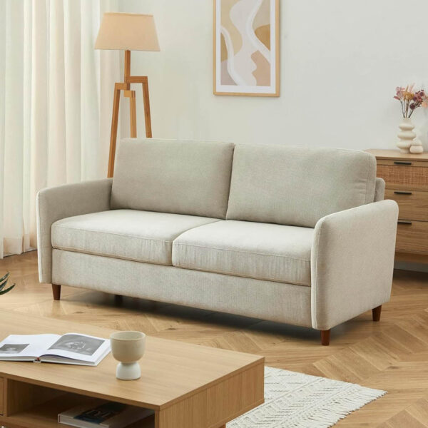 Canapé 3 places ultra confort en tissus grège avec coffre de rangement (collection exclusive Easy Mobilier)