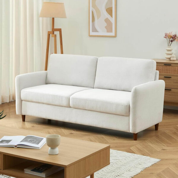 Canapé 3 places ultra confort en tissus beige avec coffre de rangement (collection exclusive Easy Mobilier)