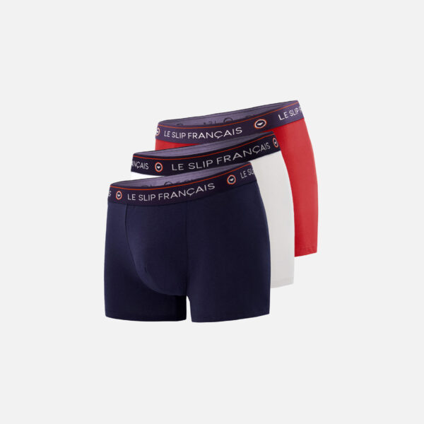 Pack Trio Boxer Redoutable Marine Blanc Rouge blanc