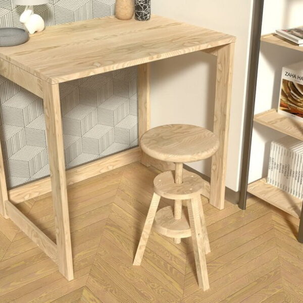 Tabouret à vis en bois