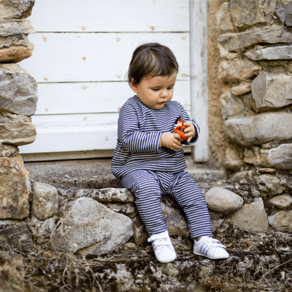 Pantalon DANY – Coton épais rayures marine
