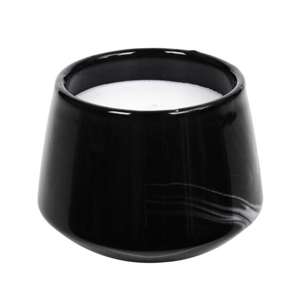 Bougie parfumée noire effet marbre H10