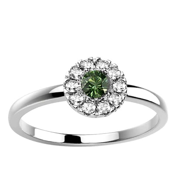 Bague Saphir vert 0.15 ct et Diamant 0.10 ct