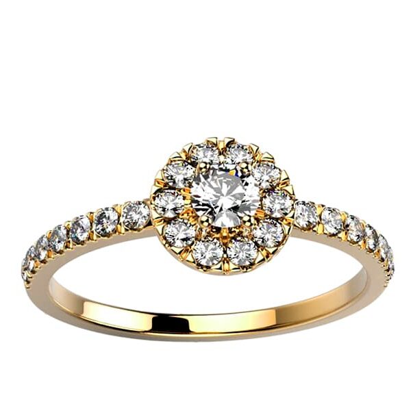 Solitaire pavé halo diamant