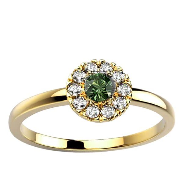 Bague Saphir vert 0.15 ct et Diamant 0.10 ct