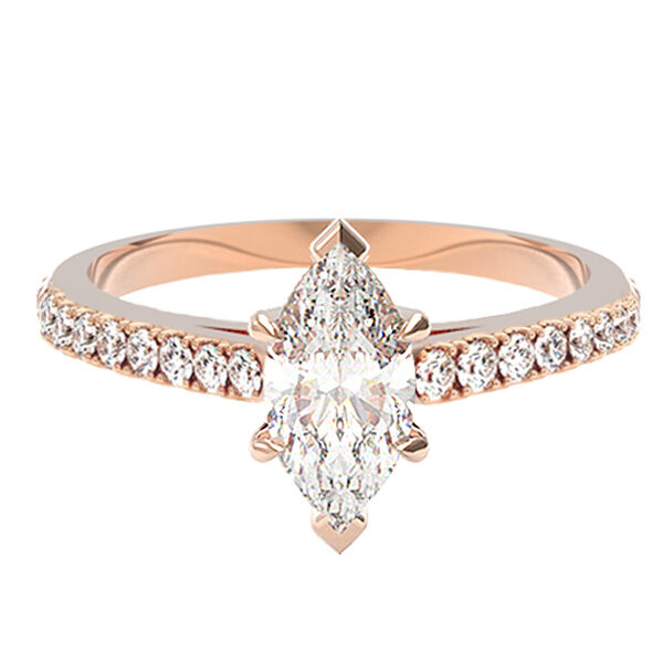 Bague Diamant marquise pavée