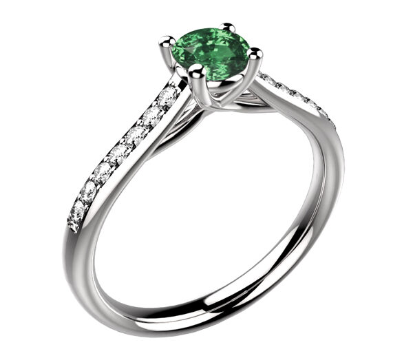 Bague Saphir vert 0.50 ct et Diamant