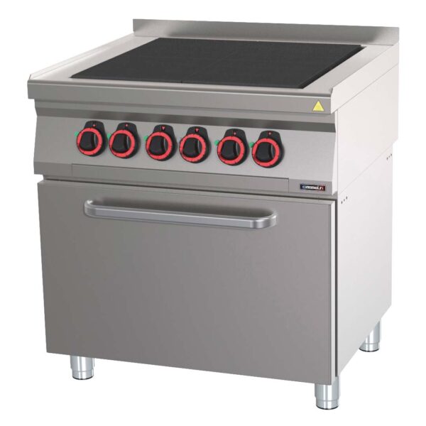 CASSELIN – Fourneau électrique 4 plaques coup de feu avec four électrique ventilé GN 1/1 80