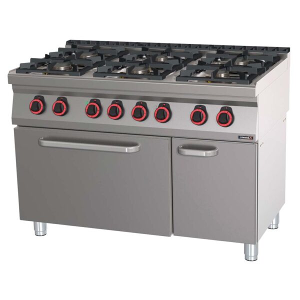 CASSELIN – Fourneau gaz 6 feux avec four électrique statique GN 2/1 HP 120