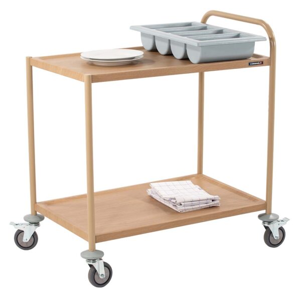 CASSELIN – Chariot de service imitation bois 2 plateaux 1 arceau