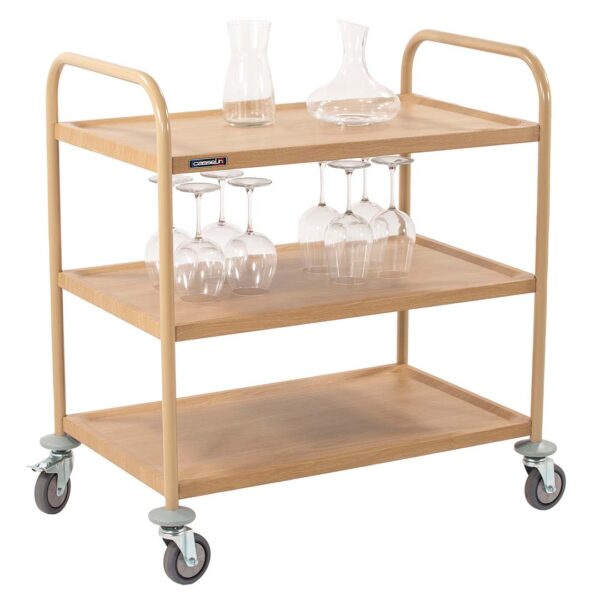 CASSELIN – Chariot de service imitation bois 3 plateaux