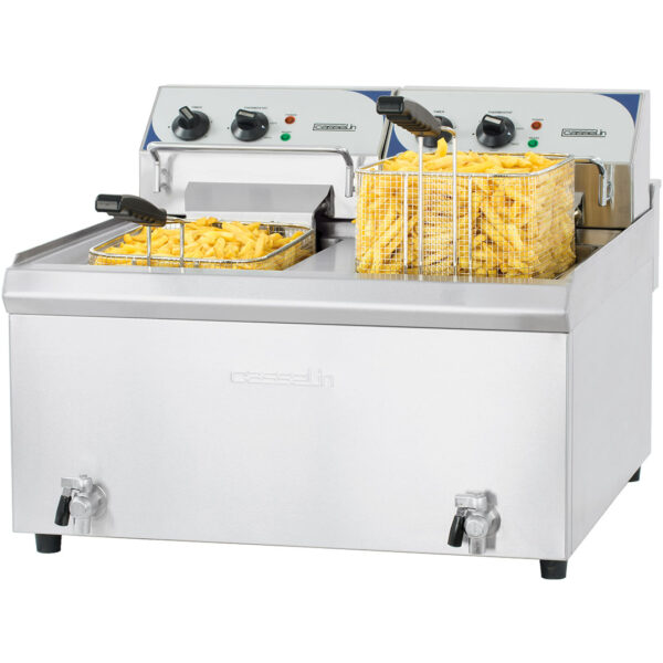 CASSELIN – Friteuse électrique avec vanne de vidange 2 x 10 litres haut rendement
