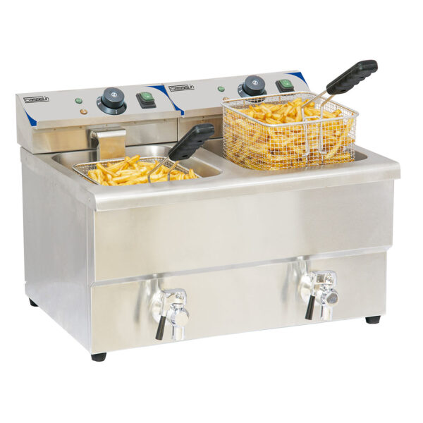 CASSELIN – Friteuse électrique avec vanne de vidange 2 x 8 litres