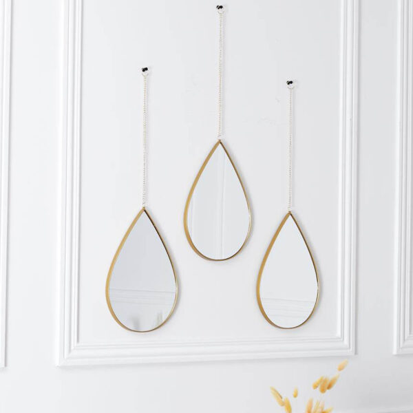 Lot de 3 miroirs dorés en forme de goutte
