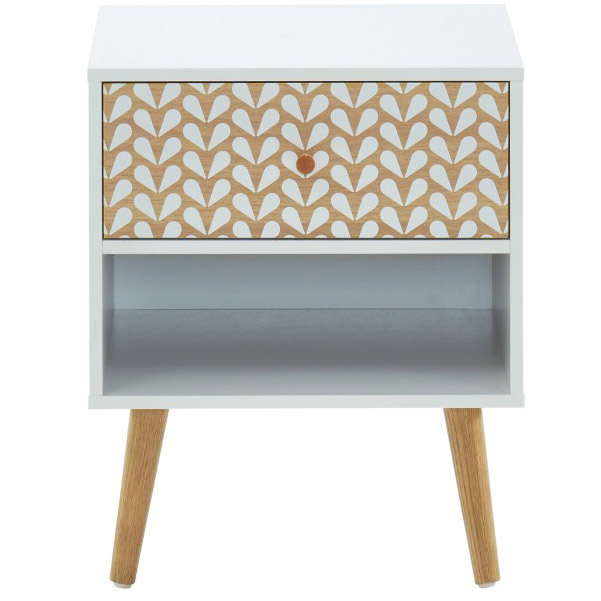Table de chevet blanche et effet chêne 40cm