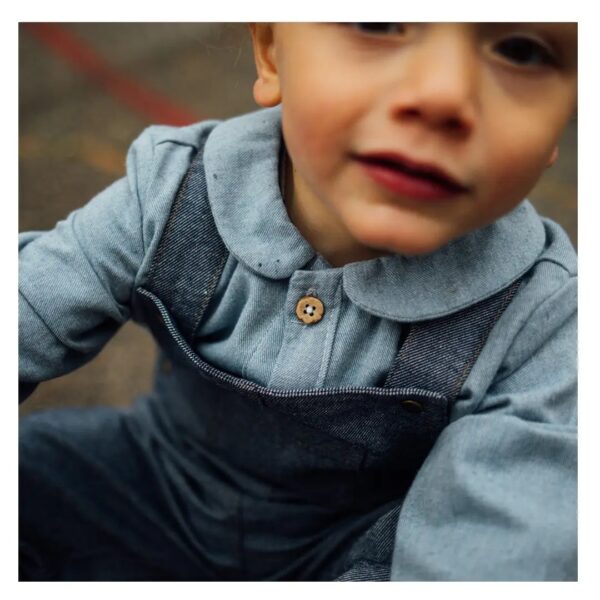 Chemise enfant coton bio bleu tendre LYS