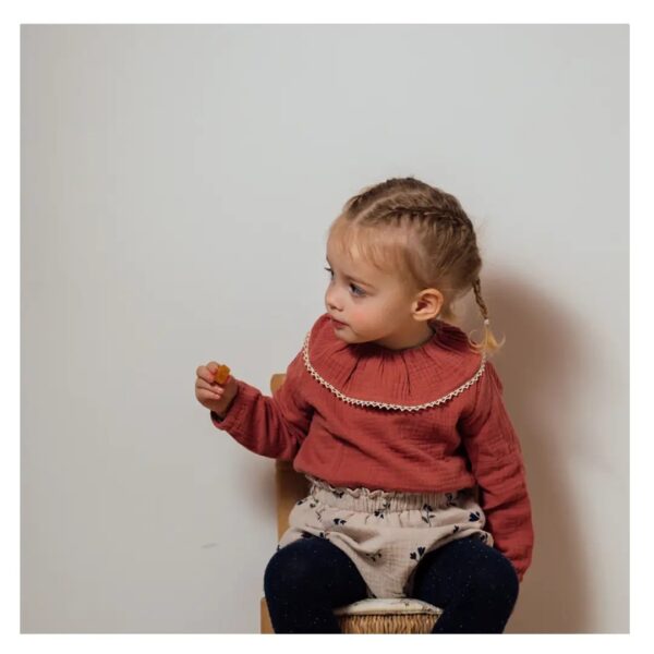 Blouse fille double gaze coton bio marsala LAURIER