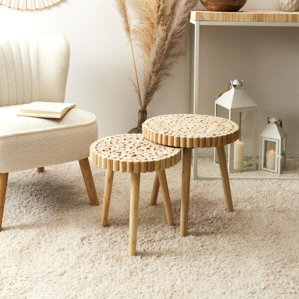 Lot de 2 tables basses en rondin de bois D40